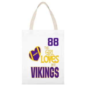 This Girl Loves Her Vikings 88 White Canvas Tote Shopping Bag