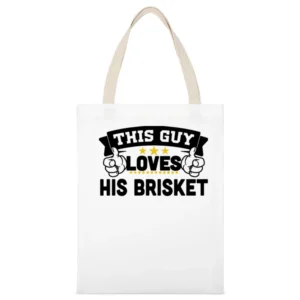 This Guy Loves His Brisket Apron White Canvas Tote Shopping Bag