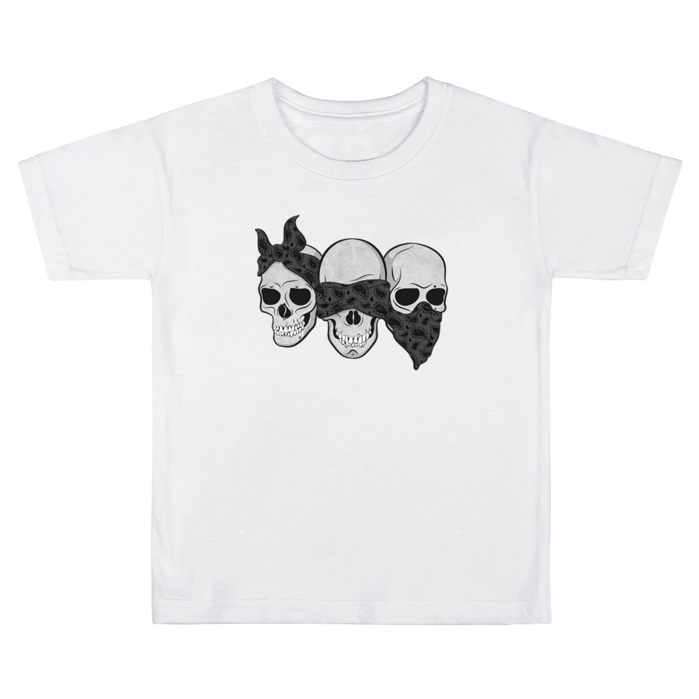 Three Skulls Hear No Evil Fun Graphic Tee Shirt Kids Boys Girls T-Shirt