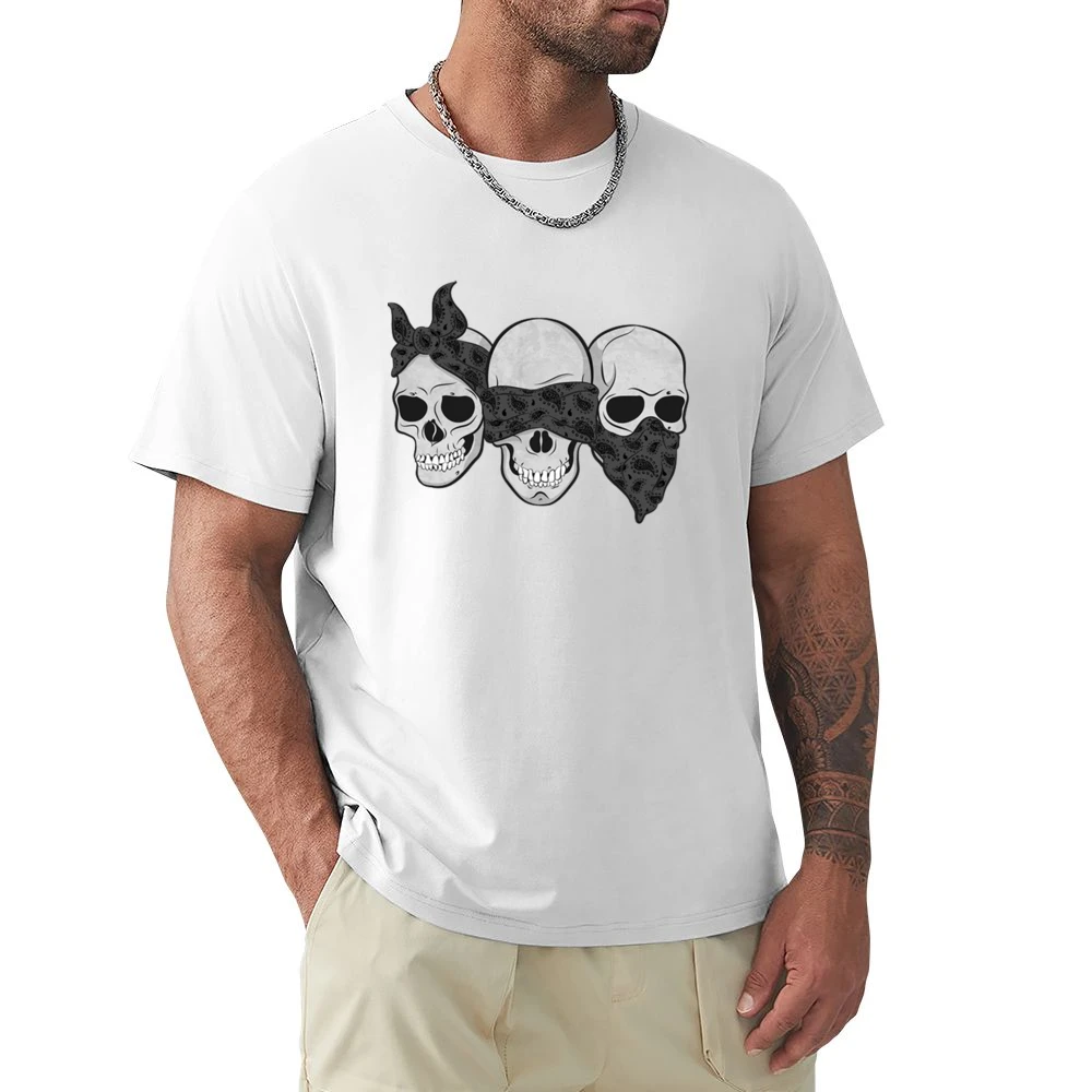 Three Skulls Hear No Evil Fun Graphic Tee Shirt Premium Men T-shirt
