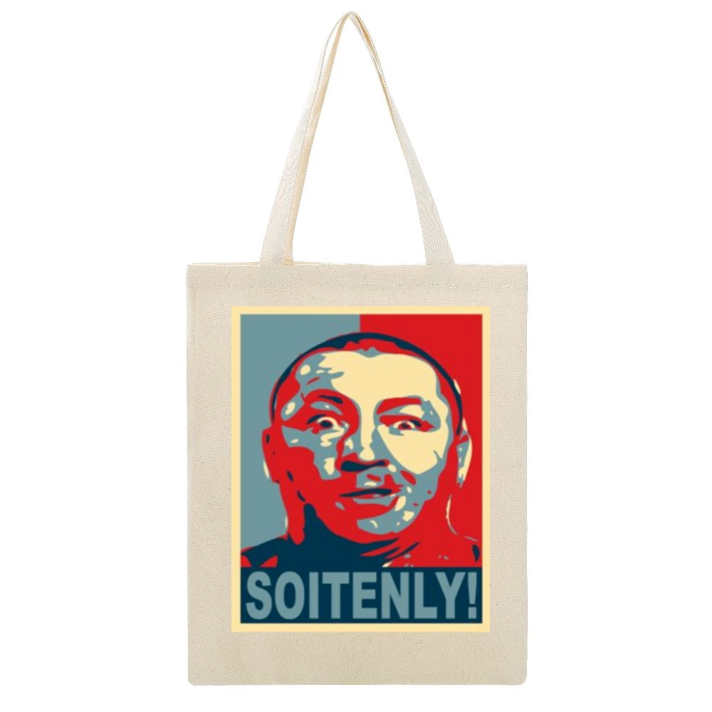 Three Stoges Curly Tshirt Beige Canvas Tote Shopping Bag
