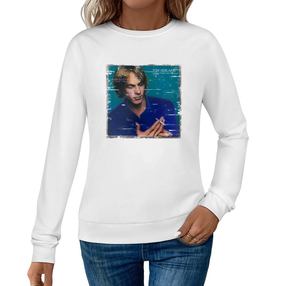 Tom Verlaine Words From The Front Album Cover Distressed Image Women Pullover Sweatshirt