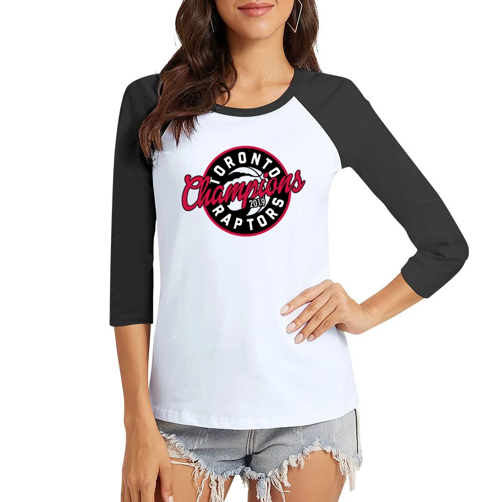 Toronto 2019 Champions Nba Finals Graphic Basketball Fan Women Ladies 3-4 Sleeve T-Shirt