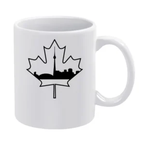 Toronto Skyline Silhouette In A Maple Leaf Canada White Mug
