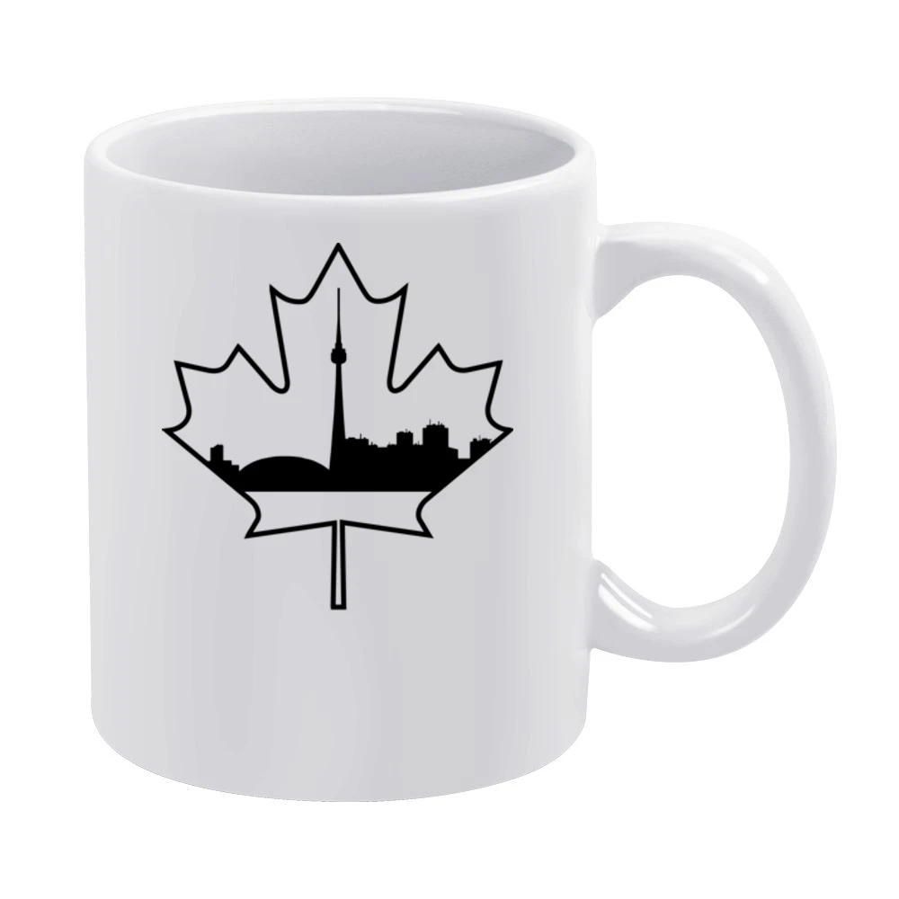 Toronto Skyline Silhouette In A Maple Leaf Canada White Mug