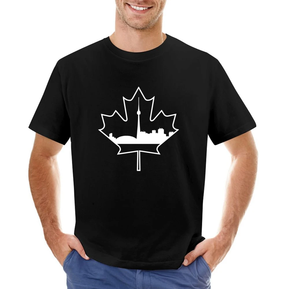 Toronto Skyline Silhouette In Maple Leaf Canadian Asian Size Men T-Shirt