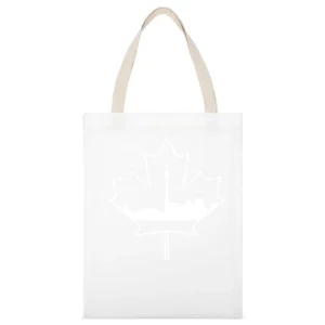 Toronto Skyline Silhouette In Maple Leaf Canadian White Canvas Tote Shopping Bag