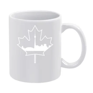 Toronto Skyline Silhouette In Maple Leaf Canadian White Mug