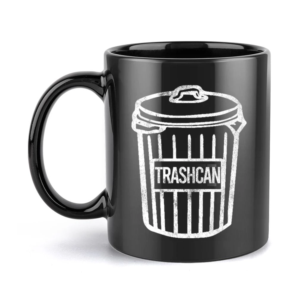 Trash Can White Garbage Funny Black Mug