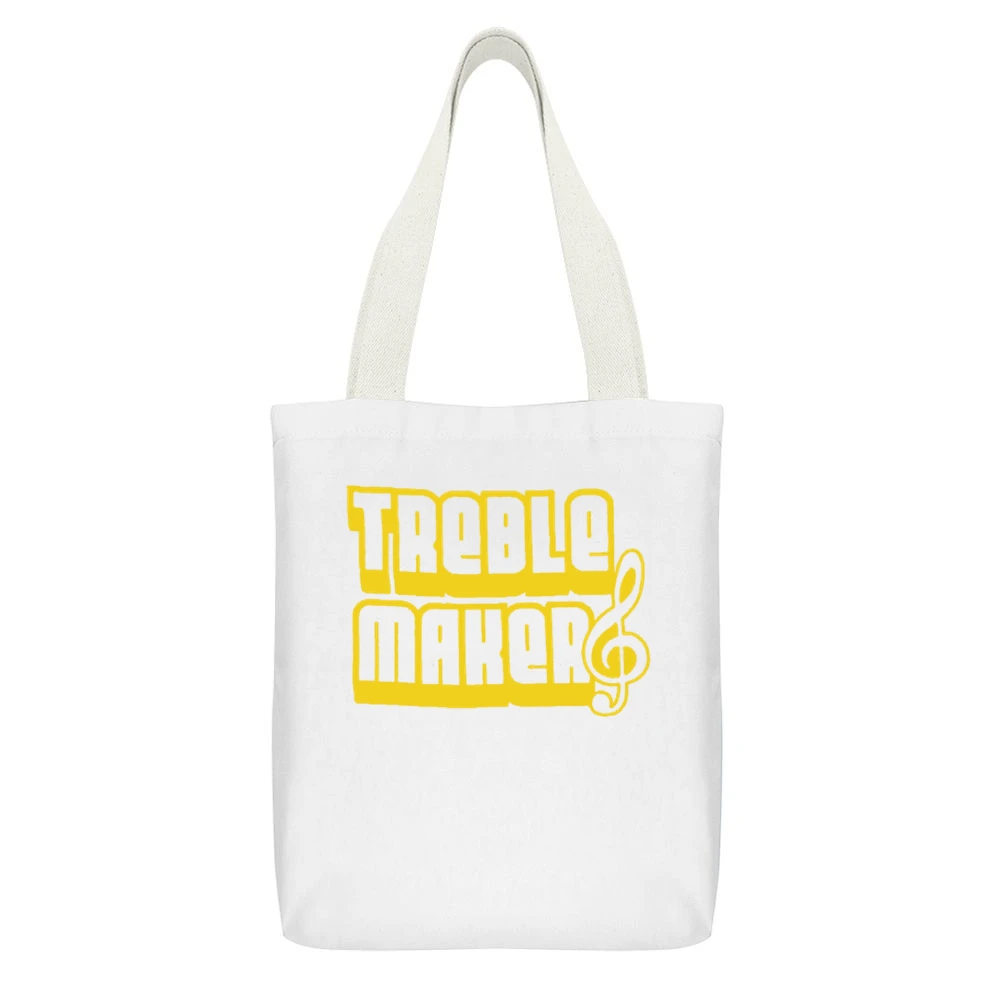 Treble Maker Pitch Perfect Popular Graphic Movie Tee Shirt White Canvas Tote Shopping Bag With Interior Pocket