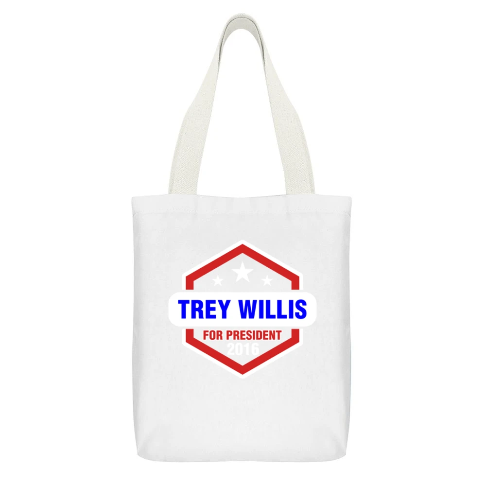 Trey Willis For President 2016 Rectify TV Show White Canvas Tote Shopping Bag With Interior Pocket