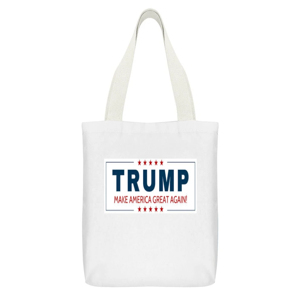 Trump Campain Tshirt White Canvas Tote Shopping Bag With Interior Pocket