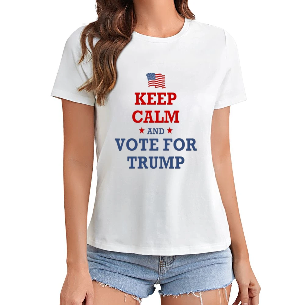 Trump Keep Calm Tshirt Asian Size Women Ladies T-shirt