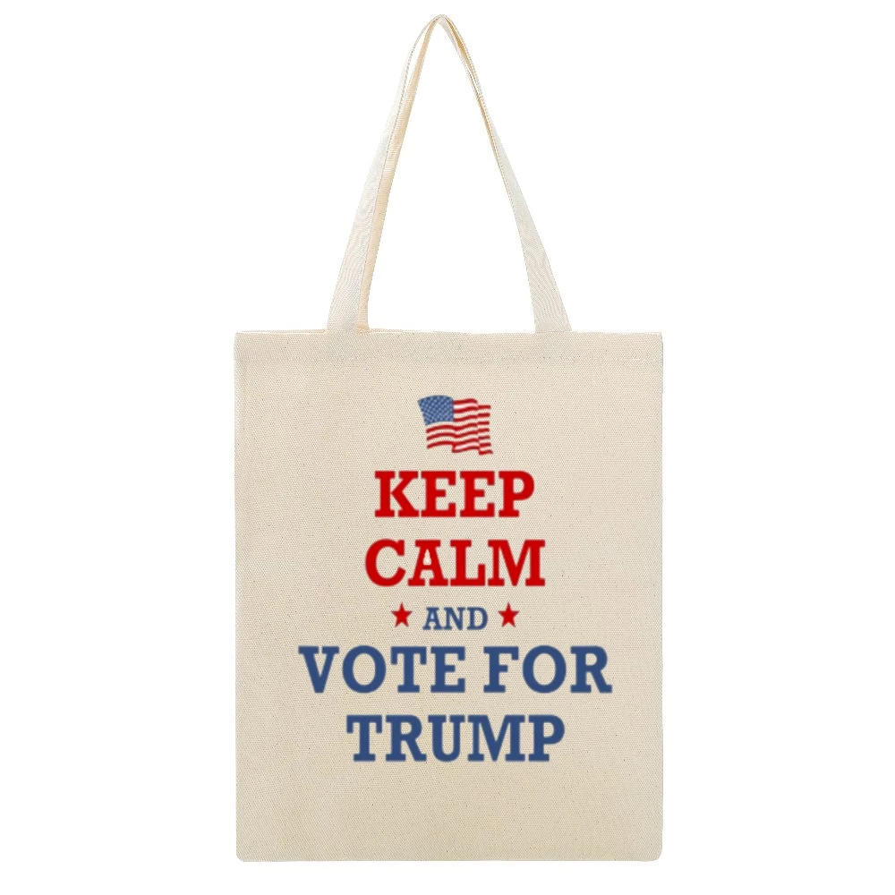 Trump Keep Calm Tshirt Beige Canvas Tote Shopping Bag