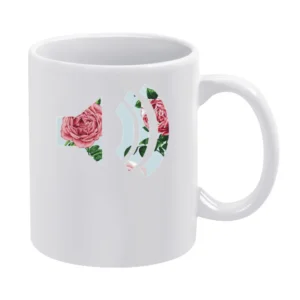 Turn Up The Music Flowers Fun Graphic Tee Shirt White Mug