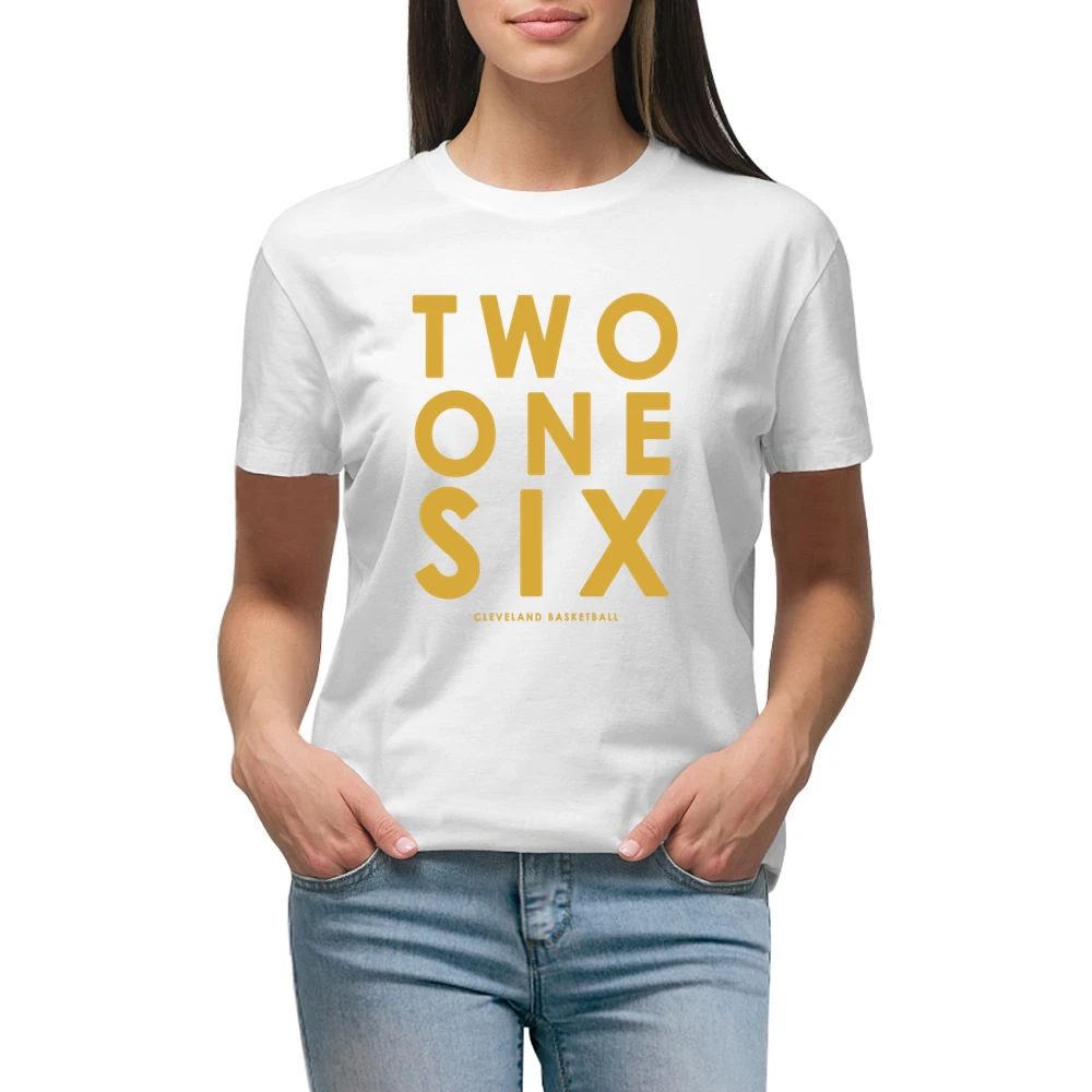 Two One Six Cleveland Basketball Area Code Popular Graphic Fan Premium Women Ladies T-shirt
