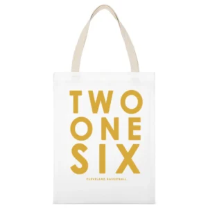 Two One Six Cleveland Basketball Area Code Popular Graphic Fan White Canvas Tote Shopping Bag