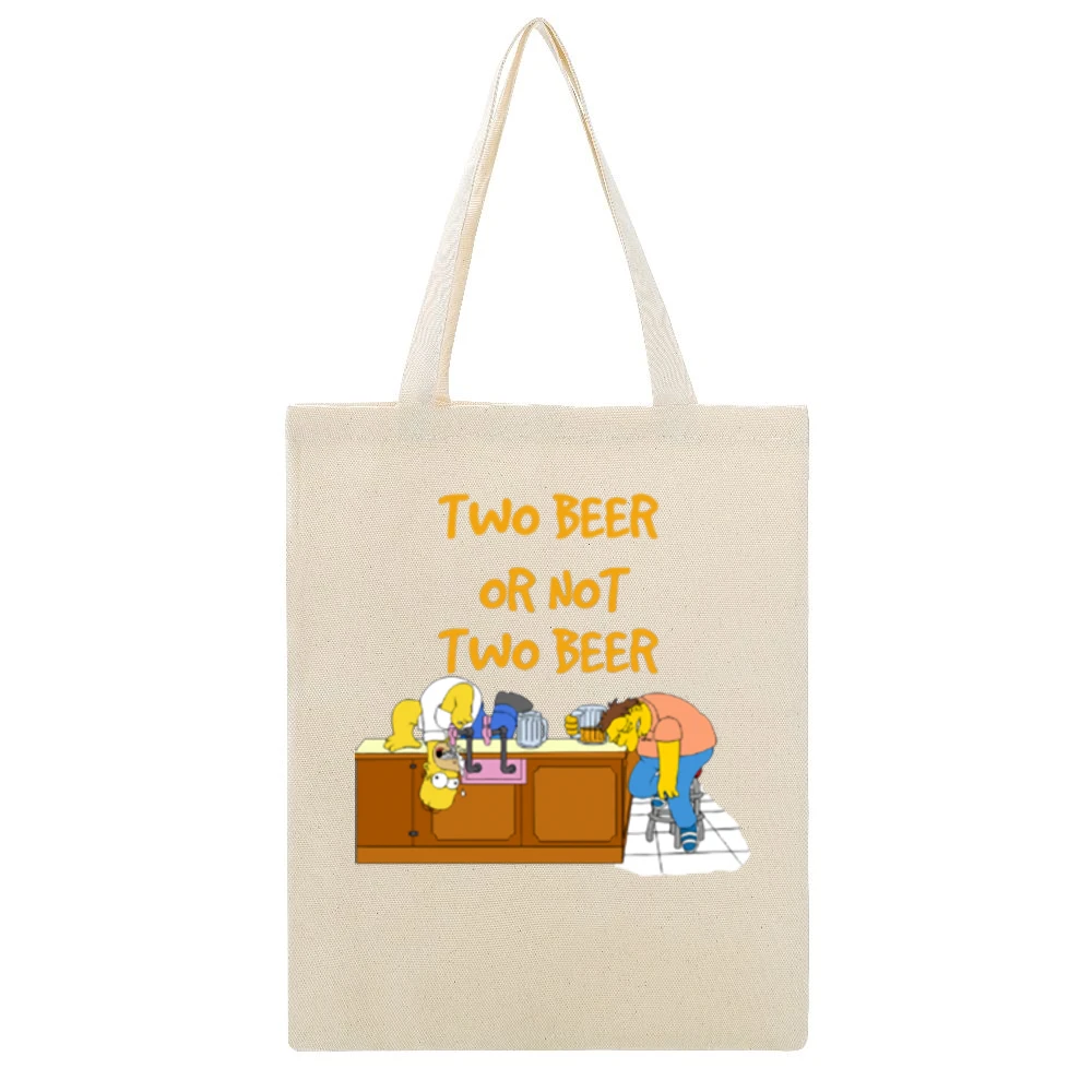 Two beer or not two beer funny home simpson Beige Canvas Tote Shopping Bag