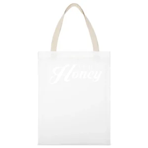 UH Huh Honey Fun Popular Graphic White Canvas Tote Shopping Bag