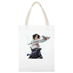 Uchiha Sasuke sharingan with hatake kakashi jutsu Chidori naruto shipp White Canvas Tote Shopping Bag