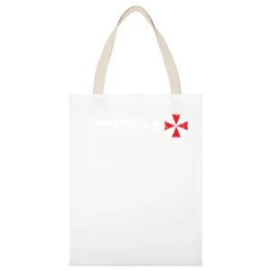 Umbrella Corporation Resident Evil Biohazard Video Game Distressed Fan White Canvas Tote Shopping Bag
