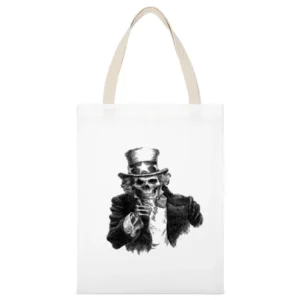 Uncle Skull White Canvas Tote Shopping Bag