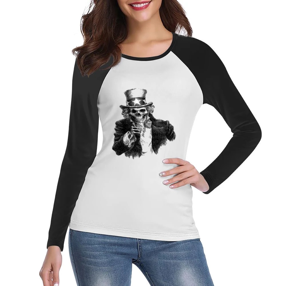 Uncle Skull Women Ladies Long Sleeve T-Shirt