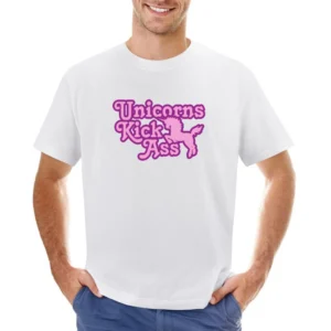 Unicorns Kick Ass Funny Cool Retro Asian Size Men T-Shirt