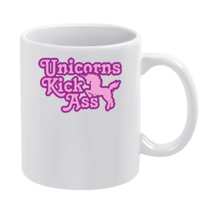 Unicorns Kick Ass Funny Cool Retro White Mug