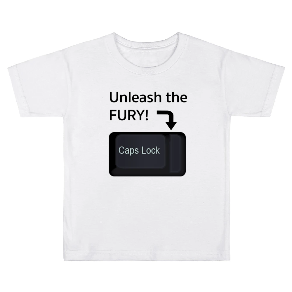 Unleash The Fury Funny Caps Lock Internet Geek Nerd Trolling Kids Boys Girls T-Shirt