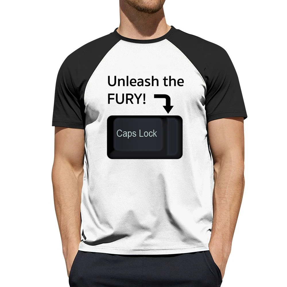 Unleash The Fury Funny Caps Lock Internet Geek Nerd Trolling Men Short Sleeve T-Shirt