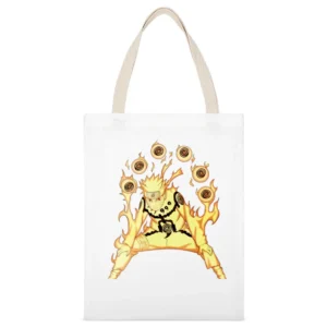 Uzumaki Naruto Sage Mode Nine Tails Chakra Kurama kyuubi anime manga T White Canvas Tote Shopping Bag