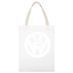 VW Peace Sign Fun Volkswagen Car White Canvas Tote Shopping Bag