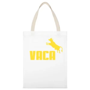 Vaca Funny White Canvas Tote Shopping Bag