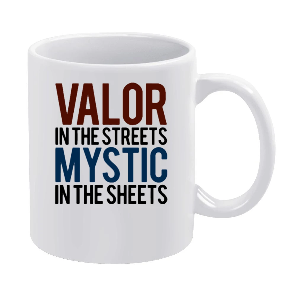 Valor In The Streets Mystic In The Sheets Funny Pokemon Go Graphic App White Mug