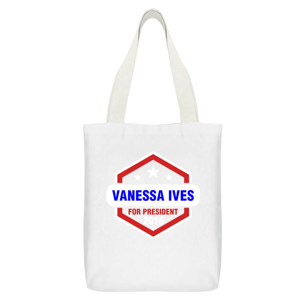 Vanessa Ives For President 2016 Penny Dreadful TV Show White Canvas Tote Shopping Bag With Interior Pocket