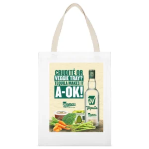 Veggie Tray Or Crudite Tequila Makes It A-ok Wegner's Groceries T Shir White Canvas Tote Shopping Bag