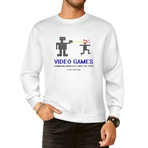 Video Games Eliminate Brain Cells Retro Funny European Size Pullover Sweater