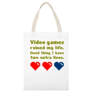Video games ruined my life Good thing i have two extra lives Loser shi White Canvas Tote Shopping Bag