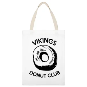 Vikings Donut Club Fun Game Food Graphic White Canvas Tote Shopping Bag