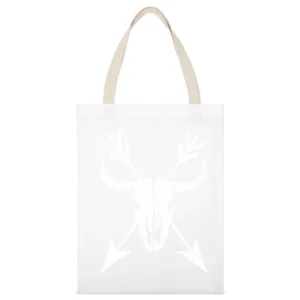 Vintage Skull Horns And Arrows Distressed Tee Shirt White Canvas Tote Shopping Bag