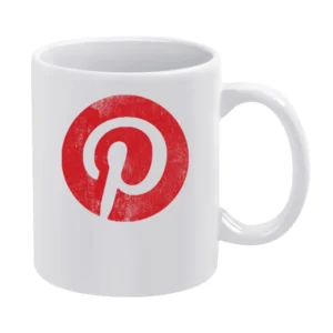 Vintage Style Pinterest P Distressed Logo Popular Social Media Graphic White Mug