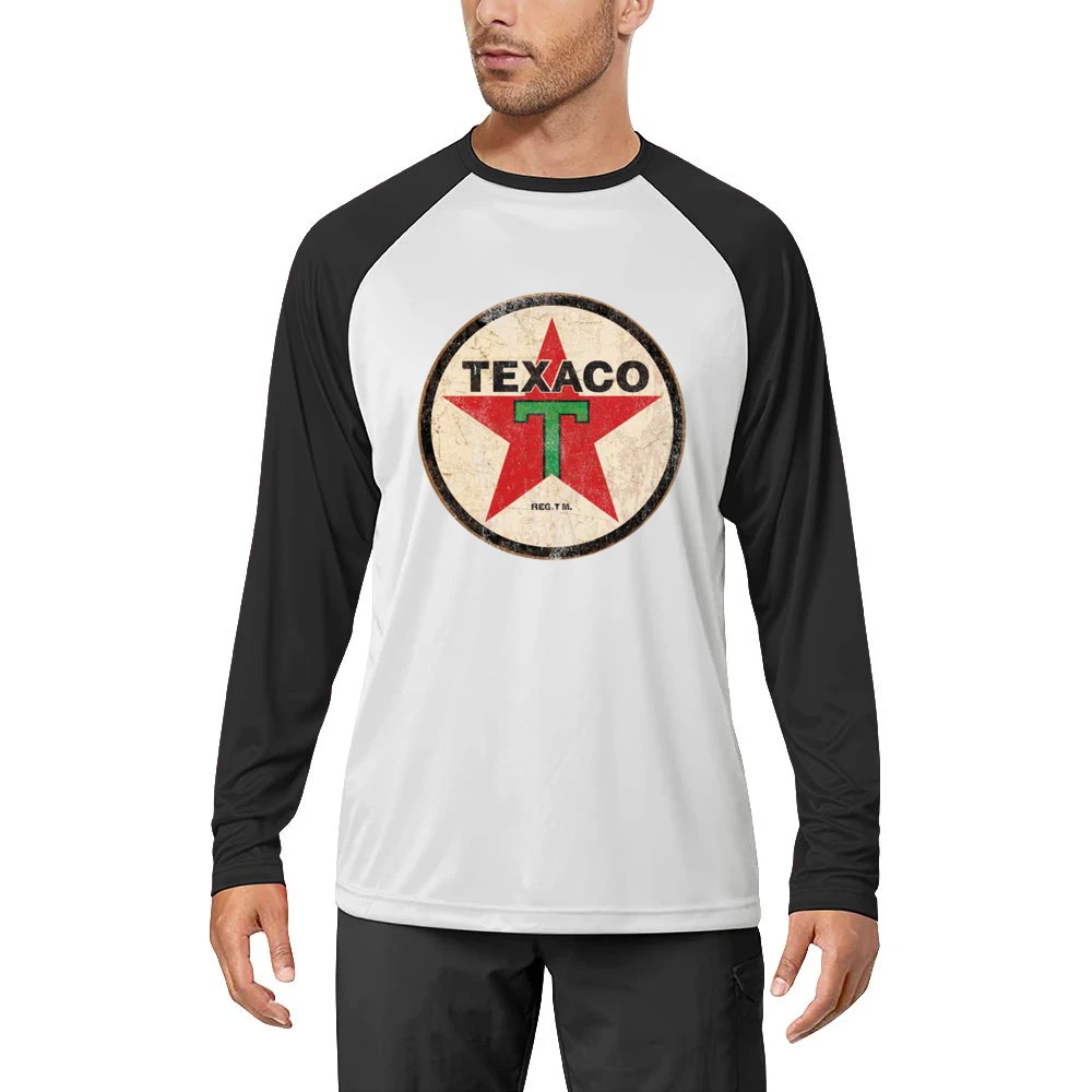 Vintage Texaco Gas Petrol Distressed Graphic Car Lover Men Long Sleeve T-Shirt