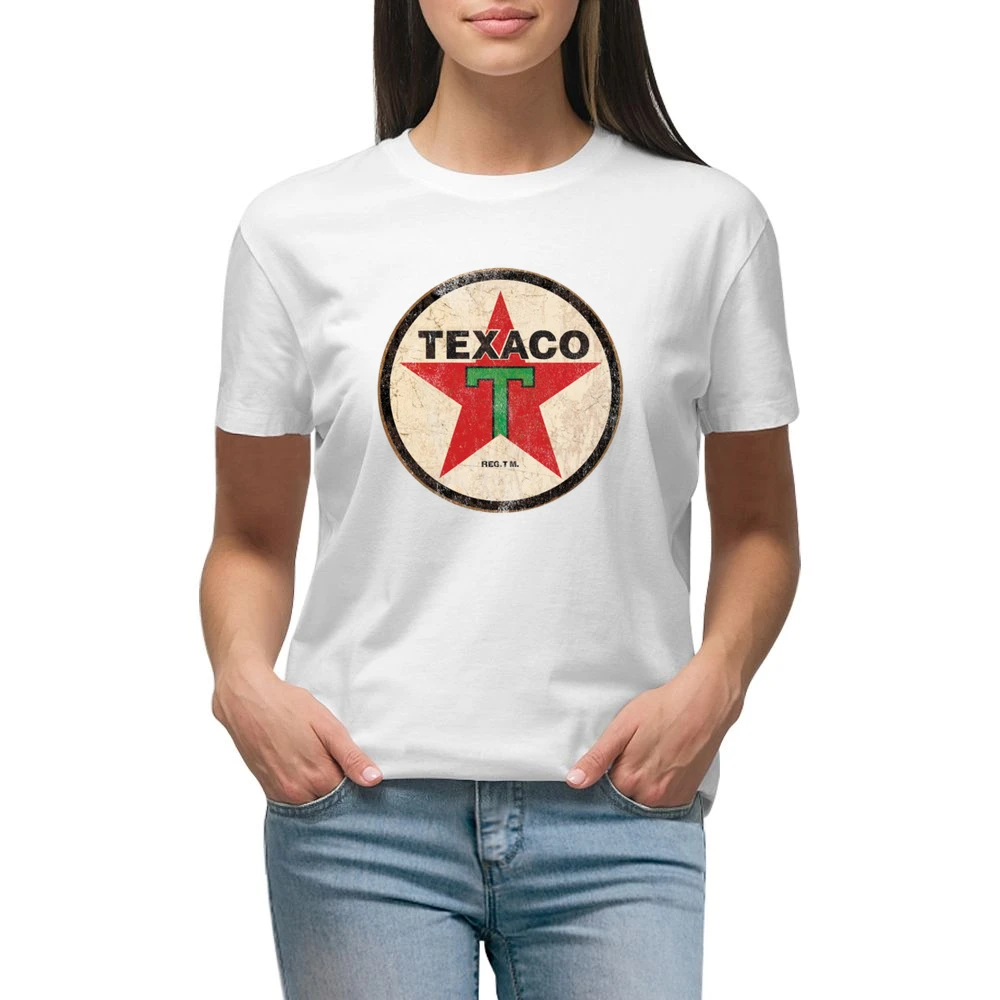 Vintage Texaco Gas Petrol Distressed Graphic Car Lover Premium Women Ladies T-shirt