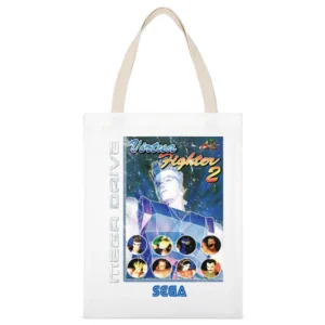 Virtua Fighter 2 Sega Genesis Old School Retro Video Game Fan Distress White Canvas Tote Shopping Bag
