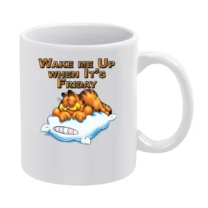 Wake Me Up When It's Friday Garfield Cartoon White Mug
