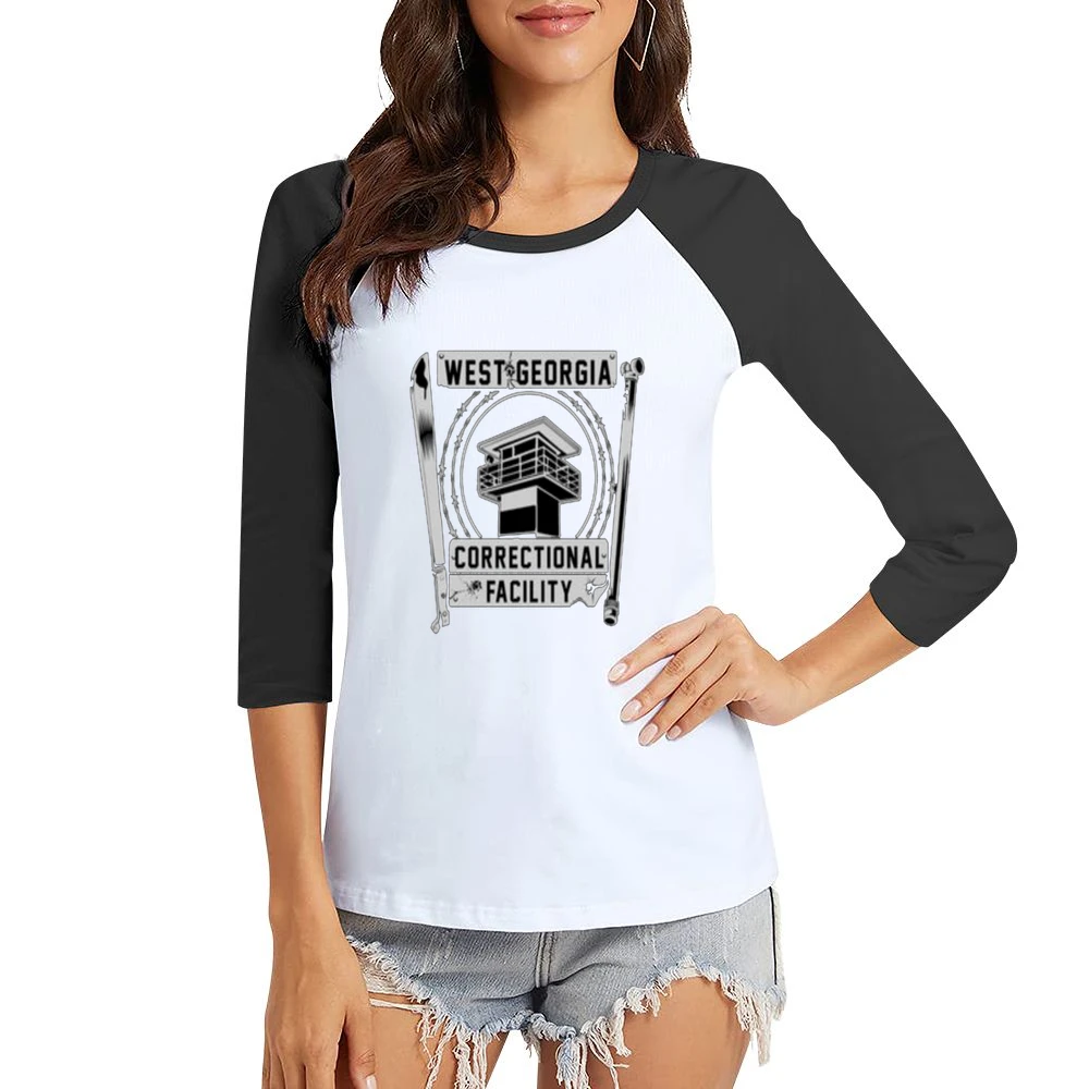 Walking Dead Prison Tee Women Ladies 3-4 Sleeve T-Shirt