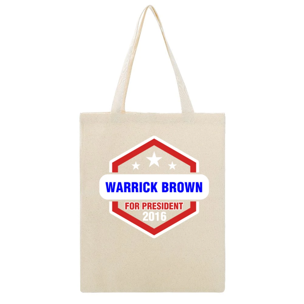 Warrick Brown For President 2016 CSI TV Show Beige Canvas Tote Shopping Bag