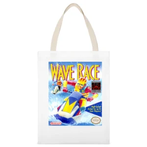 Wave Race Game Boy Nintendo Old School Retro Video Game Fan Distressed White Canvas Tote Shopping Bag