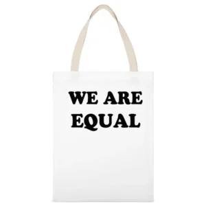 We Are Equal Political Equality Anti Racism Love Each Other Graphic T White Canvas Tote Shopping Bag
